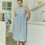 customized: IRIS square neckline linen dress (Color: Marsala Gingham; Size: M - MAXI (43.7 in | 111 cm))
