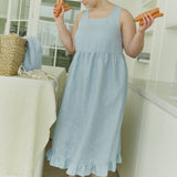 customized: IRIS square neckline linen dress (Color: Marsala Gingham; Size: M - MAXI (43.7 in | 111 cm))