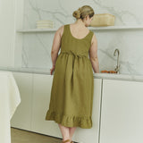 R: MAYA button down linen dress (Color: Chambray Bloom; Size: M - MAXI (44.1 in | 112 cm))