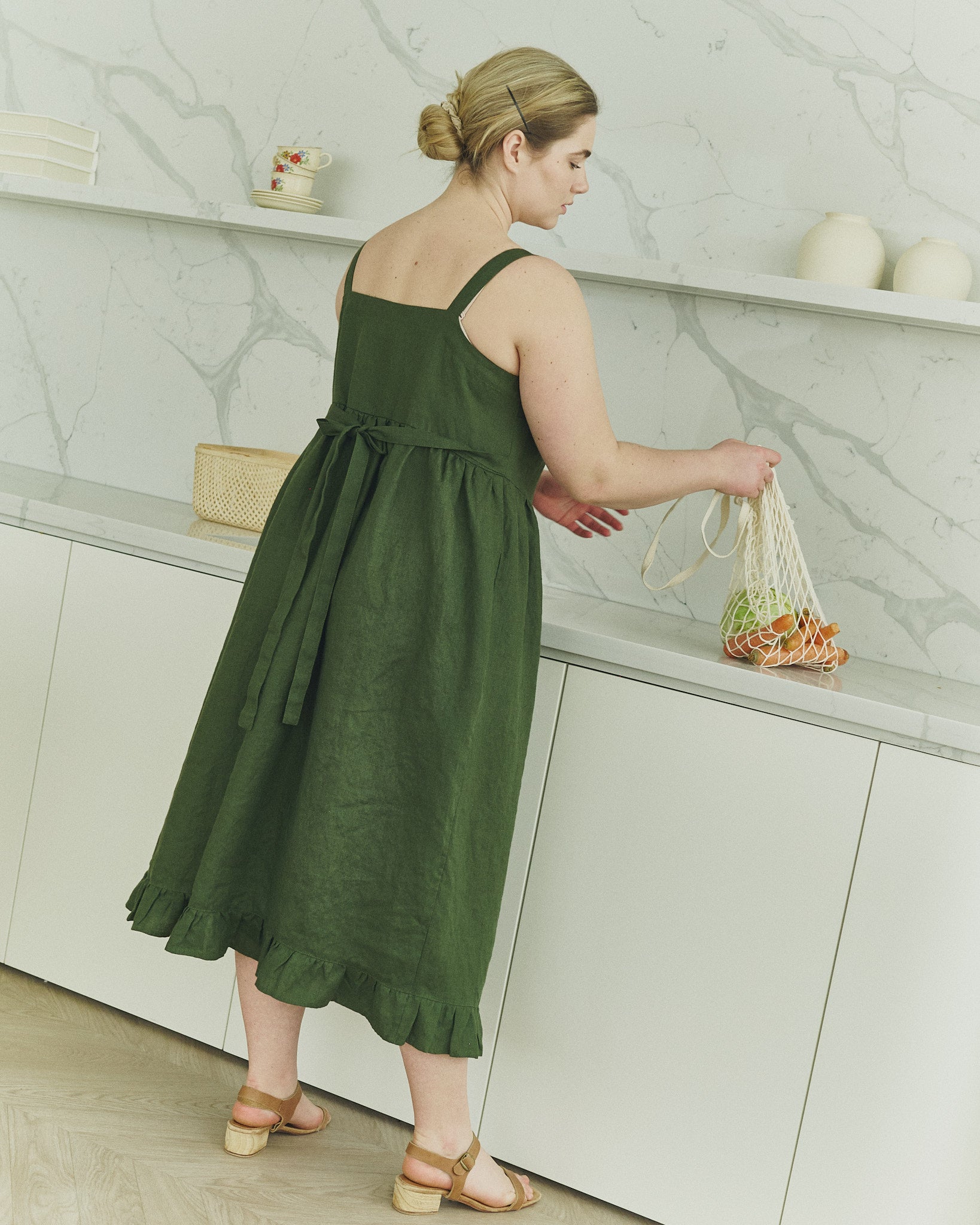 ISOLDE button down slip linen dress