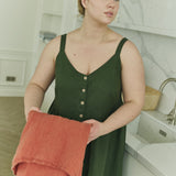 ISOLDE button down slip linen dress