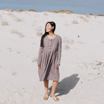 Long sleeve midi MAMA linen dress - notperfectlinen