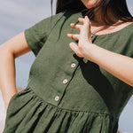 Midi MAMA-2 short sleeve linen dress - notperfectlinen