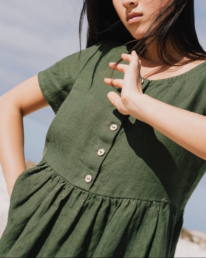 Midi MAMA-2 short sleeve linen dress - notperfectlinen