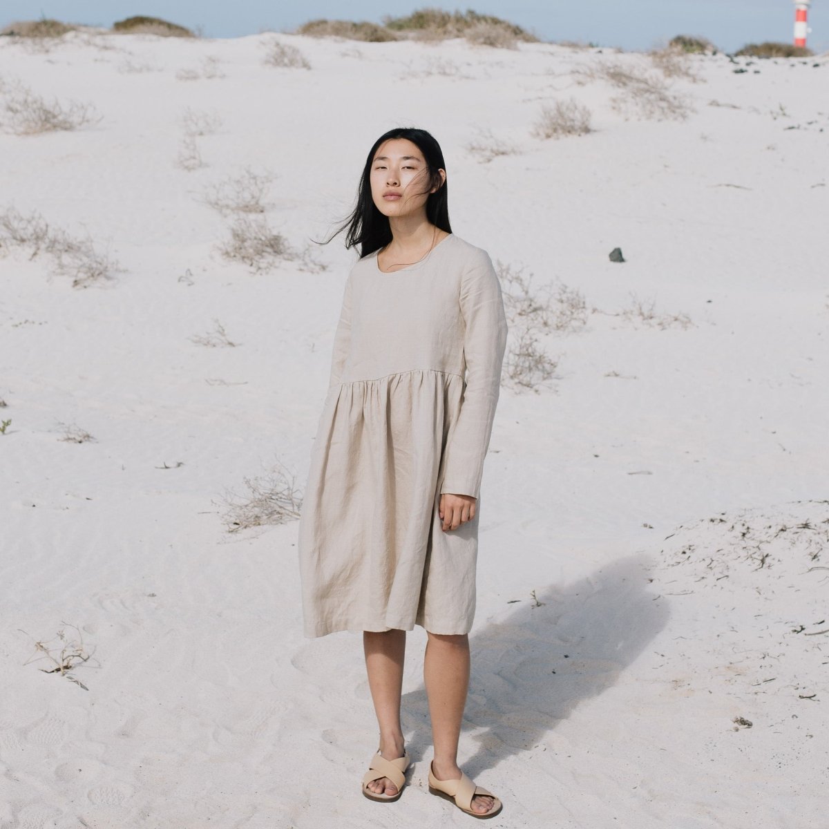 Midi EMILIE loose linen dress - notperfectlinen