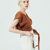 AUGUSTINE cropped linen wrap top