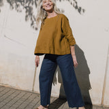 OLD LONDON round neck oversized linen top