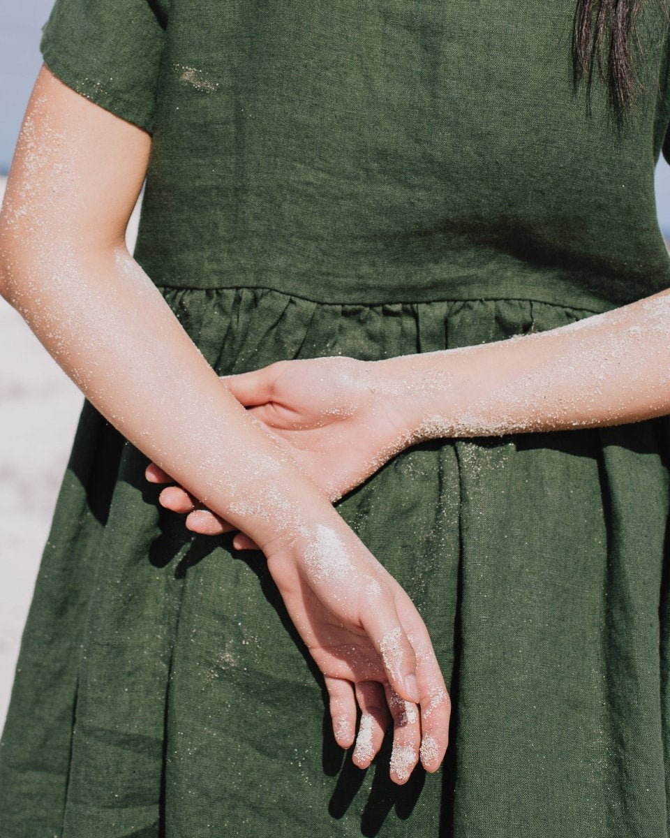 Midi MAMA-2 short sleeve linen dress - notperfectlinen