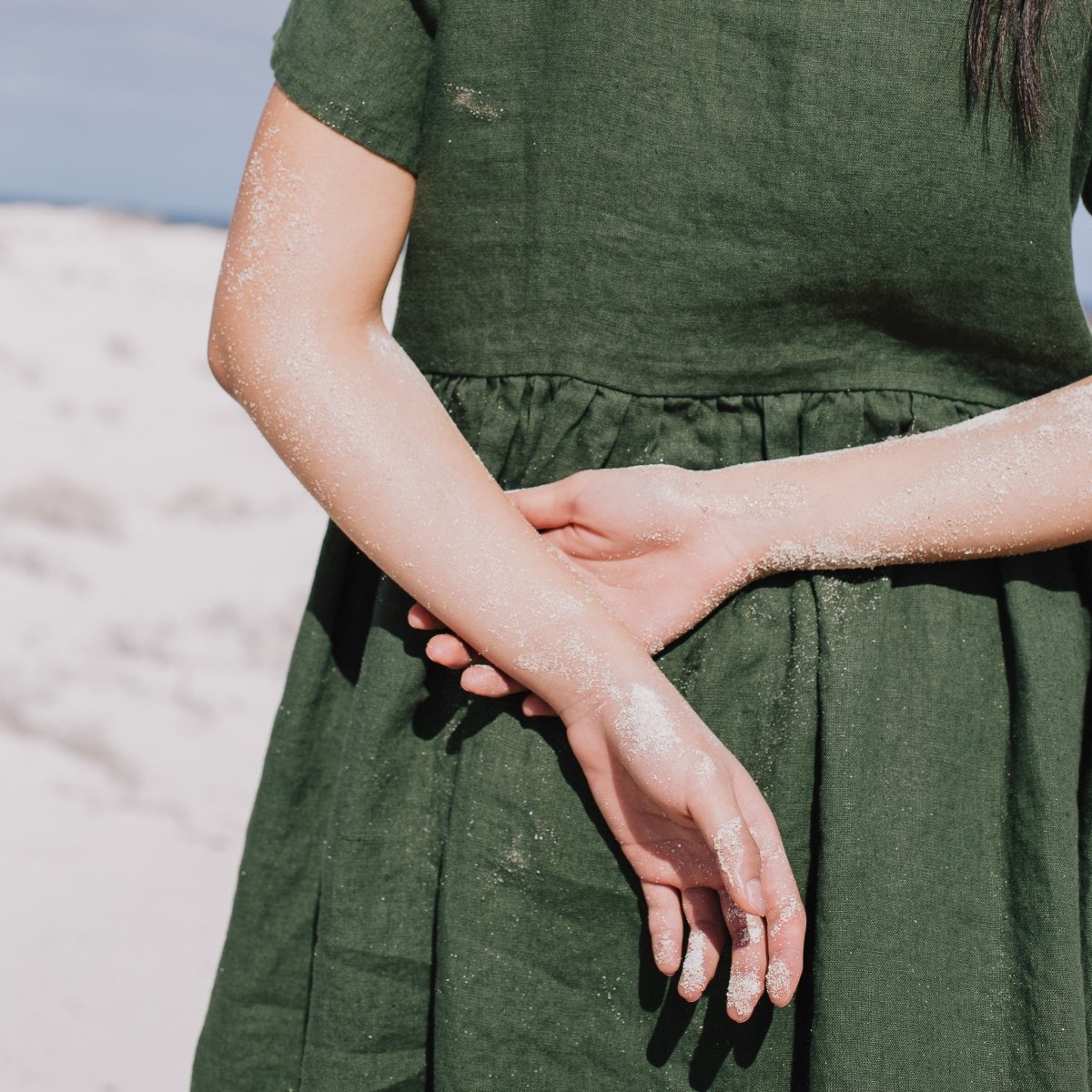 Midi MAMA-2 short sleeve linen dress - notperfectlinen