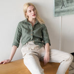 LILLE collar linen shirt with 3/4 sleeves - notPERFECTLINEN