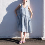 VOLUME light weight blue gingham linen dress - notPERFECTLINEN