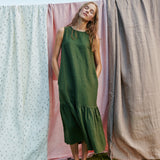 PATNA drop ruffle linen dress