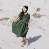 Midi MAMA-2 short sleeve linen dress - notperfectlinen