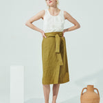 MARFA faux-wrap linen skirt (SS24) - notPERFECTLINEN