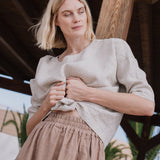 OIA gathered linen skirt