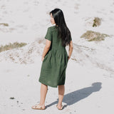Midi MAMA-2 short sleeve linen dress - notperfectlinen