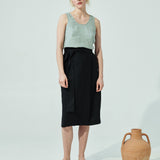 MARFA faux-wrap linen skirt (SS24) - notPERFECTLINEN