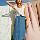 R: RUSE cropped linen top (Size: M; Color: Dark-Grey-Blue)
