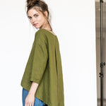 LEAF cropped front linen top - notperfectlinen