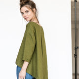 LEAF cropped front linen top - notperfectlinen
