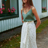 MARFA faux-wrap linen skirt