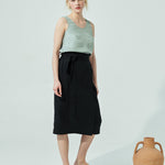 MARFA faux-wrap linen skirt (SS24) - notPERFECTLINEN