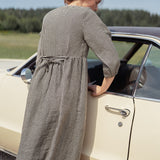 AMBERLEY ruffled linen dress