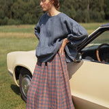 SION gathered linen skirt