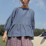 SION gathered linen skirt
