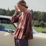 OCHRE-2 oversized linen top