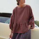 OCHRE-2 oversized linen top