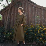 LOUMARIN puff sleeve linen dress
