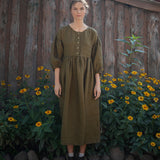 LOUMARIN puff sleeve linen dress