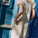 Mari puff sleeve mini linen dress