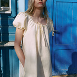 Mari puff sleeve mini linen dress