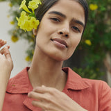 R: MAPLE-2 linen dress (Color: Chambray Bloom; Size: M/L - MIDI Length)