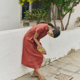R: MAPLE-2 linen dress (Color: Chambray Bloom; Size: M/L - MIDI Length)
