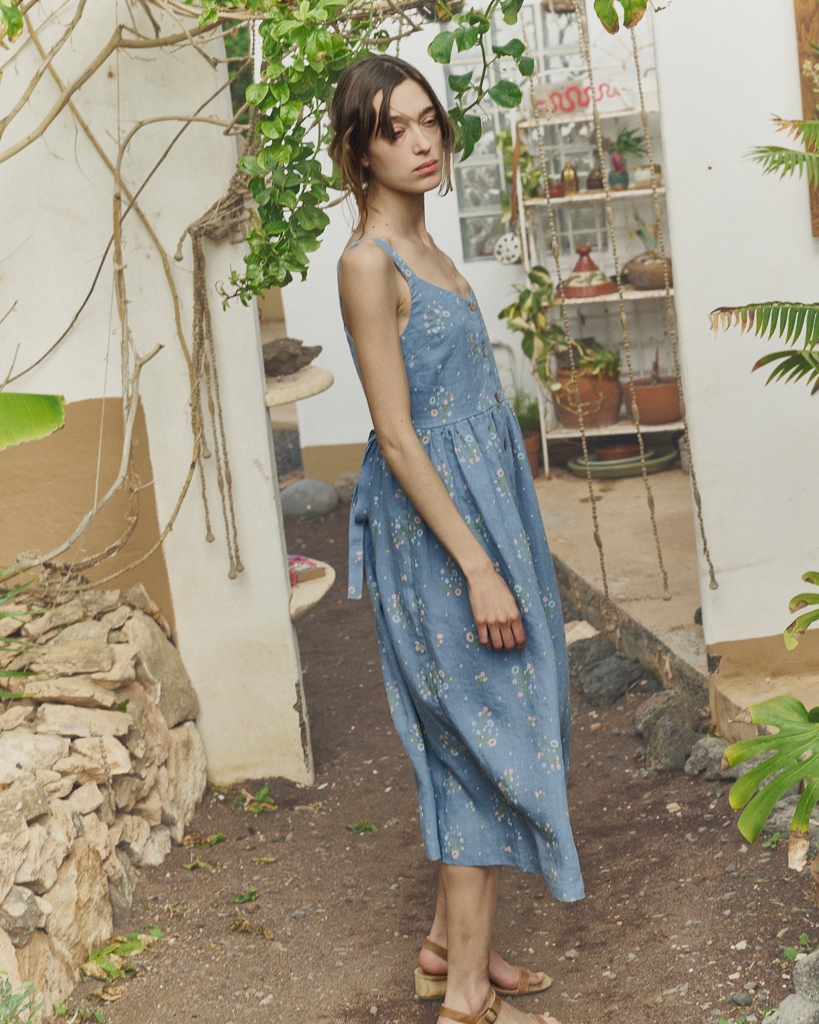 SELMA-2 button down slip linen dress SELMA-2 button down slip linen dress