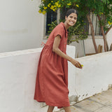 R: MAPLE-2 linen dress (Color: Chambray Bloom; Size: M/L - MIDI Length)