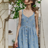 SELMA-2 button down slip linen dress