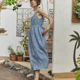 SELMA-2 button down slip linen dress