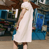 Mari puff sleeve mini linen dress