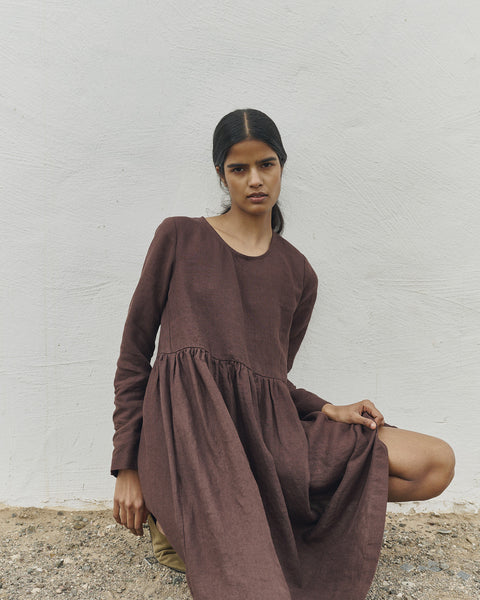 Cut Loose Linen Dress with Pockets EMILIE Natural / XS