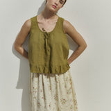 SION gathered linen skirt
