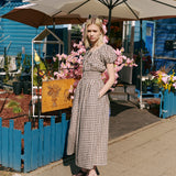 SALINA smocked waist linen dress