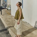 SION gathered linen skirt