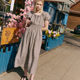SALINA smocked waist linen dress
