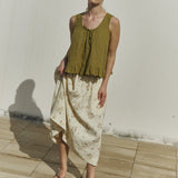 SION gathered linen skirt