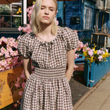 SALINA smocked waist linen dress