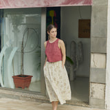 R: BAY cropped linen top (Color: Cobalt Blue; Size: S/M)